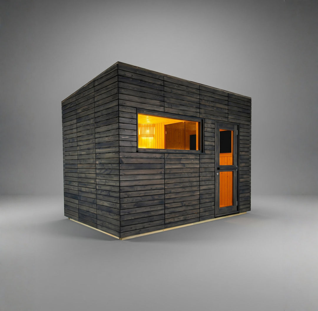 Alpina Large Panorama Outdoor Sauna gray background