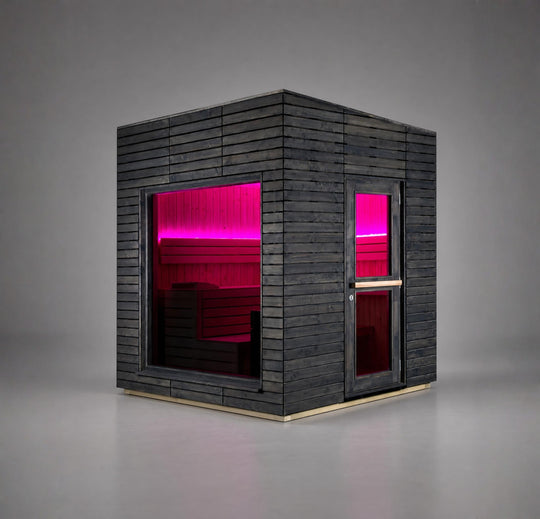 Alpina Medium View Outdoor Sauna with gray background