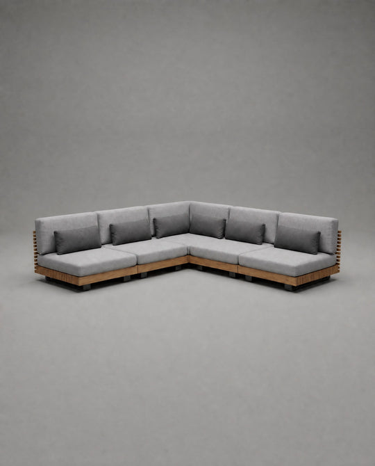 Sadie 5 Piece Outdoor Sectional grey background